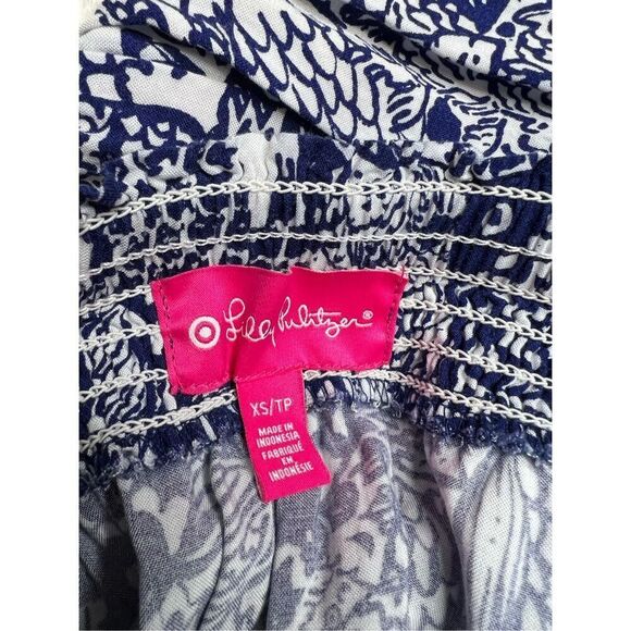 Lilly Pulitzer jumpsuit women’s size XS blue & white fish pattern strapless - Picture 8 of 8